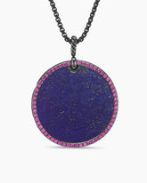 DY Elements® Disc Pendant in Blackened Silver with Lapis and Pavé Pink Sapphires, 42mm